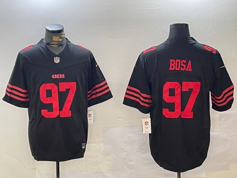 Men San Francisco 49ers #97 Bosa Black three generations 2024 Nike Limited NFL Jersey style 1->->